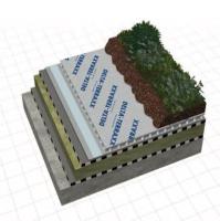 DELTA -TERRAXX voor daktuinen Bij extensieve daktuinen werkt de 2-lagige noppenbaan als een geheel dat beschermt, filtert en afwatert.
