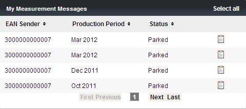 3 My Measurement Messages (Mijn meetberichten) Overzicht van meetberichten met de status 'Parked'.