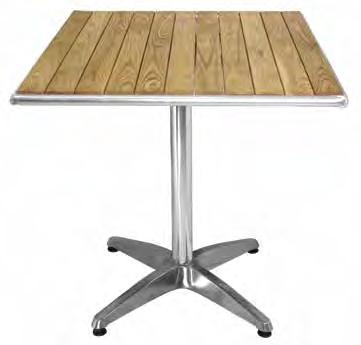 OUTDOOR / MEUBILAIR Bistrotafel essenhouten blad vierkant Mooi houten tafelblad met een stabiele, zware voet.