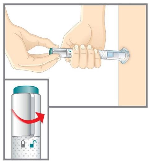 Injecteer niet binnen 5 centimeter rond uw navel. Iemand anders kan u de injectie in de achterkant van uw bovenarm of bil geven. Injecteer niet op precies dezelfde plek als de vorige keer.