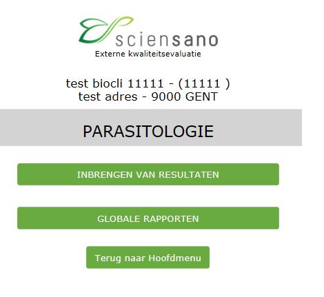 2 U komt nu op de hoofdpagina van de parasitologie waar u