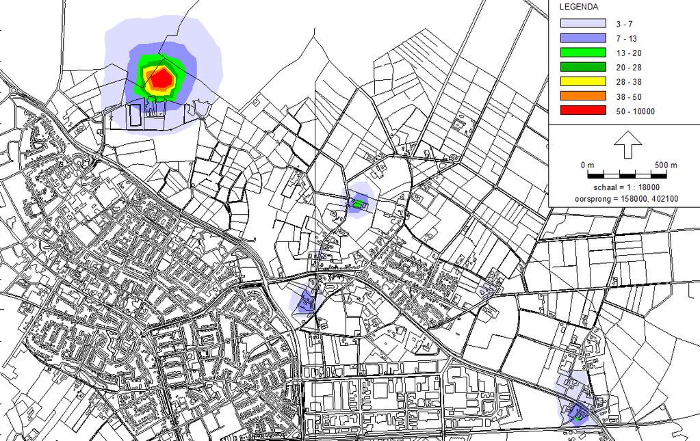 te Wijbosch pagina 8 In onderstaande figuur zijn de contouren van de achtergrondbelasting als gevolg van de omliggende veehouderijen weergegeven. Planlocatie Figuur 4.