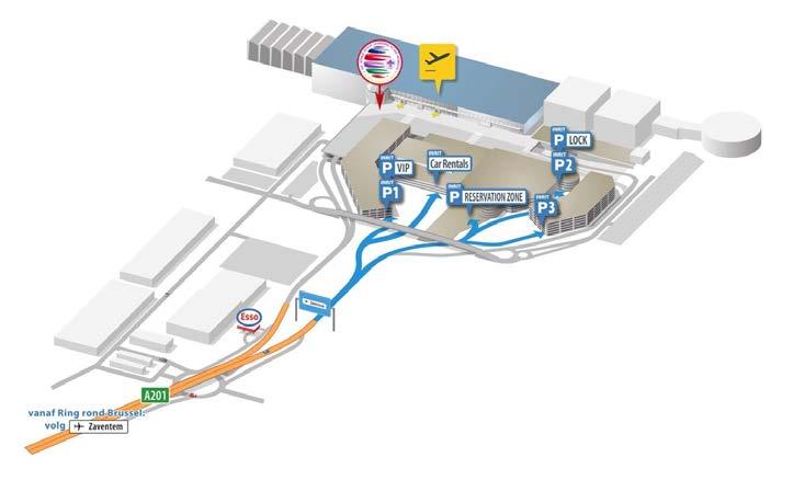 2: Parking voor uitgebreid uitwuiven Voor een lang afscheid zet je je wagen op parkings P1, P2 of P3.