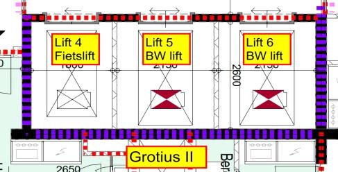 Grotius I Grotius II Verdieping Lift 1 Lift 2 Lift 3 Lift 4 Lift 5 Lift 6 38 37 36 35 34 33 32 31 30 29 28 27 26 25 24 23 22 21 20 19 18 17 16 15 14 13 12 11 10 9 8