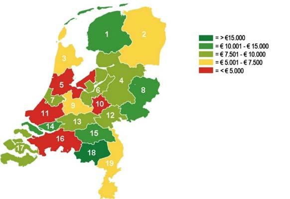 Figuur 1 IBW 2018 nieuwbouw per DAEB-woning naar woningmarktregio Een lage IBW betekent niet direct dat er sprake is van een tekort.