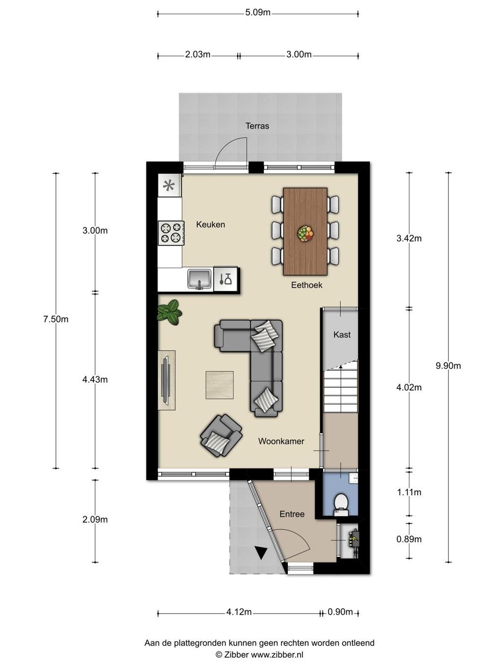 Plattegrond begane grond Aan deze