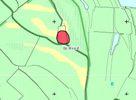 Afbeelding 6: Uitsnede uit de archeologische verwachtingskaart van gemeente Voorst met het plangebied binnen het blauwe kader.