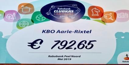 CLUBKASACTIE RABOBANK (Bestuur) Dankzij de stemmen die jullie hebben uitgebracht op onze KBO wordt er vanuit de Rabobank Clubkas Campagne het mooie bedrag van 792,65 (zevenhonderdtweeënnegentig euro