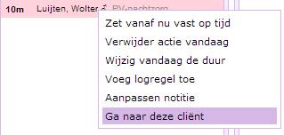 Cliëntnummer / medewerkernummer. Vervolgens kan je op de naam van de cliënt of medewerker klikken, waarna details getoond worden.