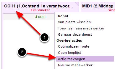 Eenmalig een planactie toevoegen Het kan nodig zijn om eenmalig een actie toe te voegen. Dit is te doen door een eenmalig plankaartje te maken.