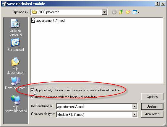 Aanpassen en updaten van een Hotlinked Module Aanpassen in het externe bestand Een pln bestand kan uiteraard direct worden geopend, aangepast en opgeslagen.