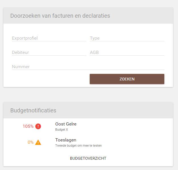 Navigatie De budget-functionaliteit is op twee manieren terug te vinden in het Fnancieel Dashboard: 1) Als widget 'Budget-notificaties' 2) Als menu-item Widget 'Budget-notificaties' in het dashboard