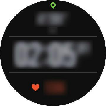 Apps en functies 8 Veeg naar rechts of links over het scherm om oefeningeninformatie zoals uw hartslag, afstand of tijd, op het oefeningenscherm te zien.
