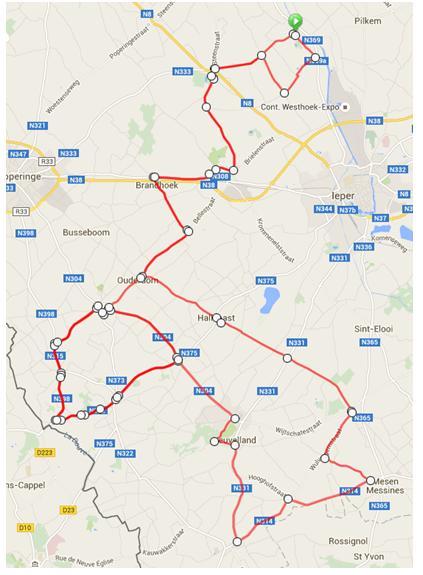 Parcours - Itinerary Afstand: 127.25 km.