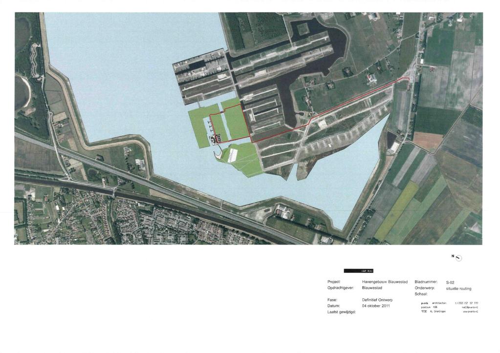 Project: Havengebouw Blauwestad Bladnummer; s-02 Opdractitgever: Blauwestad Ondenwerp: situatie routing Sctiaal: Fase: