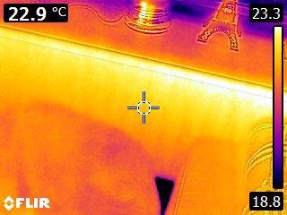 De radiatoren in de woning die werden verwarmd hadden een temperatuur van circa 23 graden Celsius.