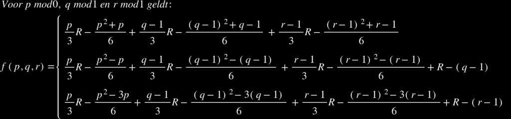 Afleiding lemma 3 onderdeel g voor f(p,q,r) met p mod 0, q mod 1 en r mod 1 Voor pmod0, qmod1 en rmod1 geldt dat speler 2 aan zet is. Volgens de stelling wordt links gespeeld.