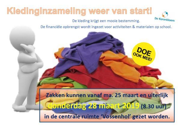 Kledinginzameling De kledingkasten toe aan een opruimbeurt? De winterkleren weer plaats laten maken voor de voorjaarkleding?