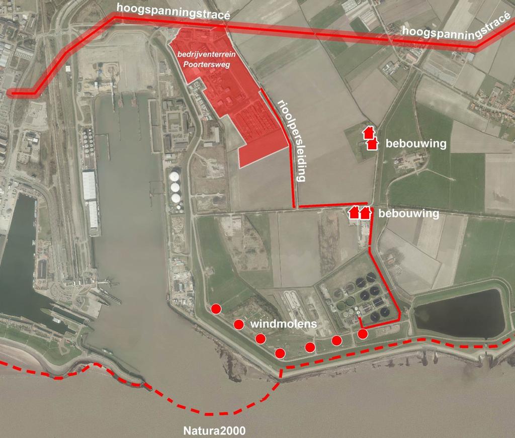 Kaart 3: Aandachtspunten bij ontwikkeling Stedenbouwkundige uitgangspunten De werkgroep heeft de voorkeurslocatie bezien met het oog op ruimtelijke inpasbaarheid, landschappelijke kwaliteiten en