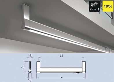 Verlichting voor s Led verlichte kleerkastbuis type Goccia HE - Led kleerkastbuis met bevestigingen - met ingebouwde bewegingssensor - met aansluitsnoer van 200 cm + Micro12 stekker - meerdere lampen