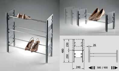 stapelbaar - aanpasbaar in de breedte 013491 zwart met aluminium buisjes 580-900 mm 240