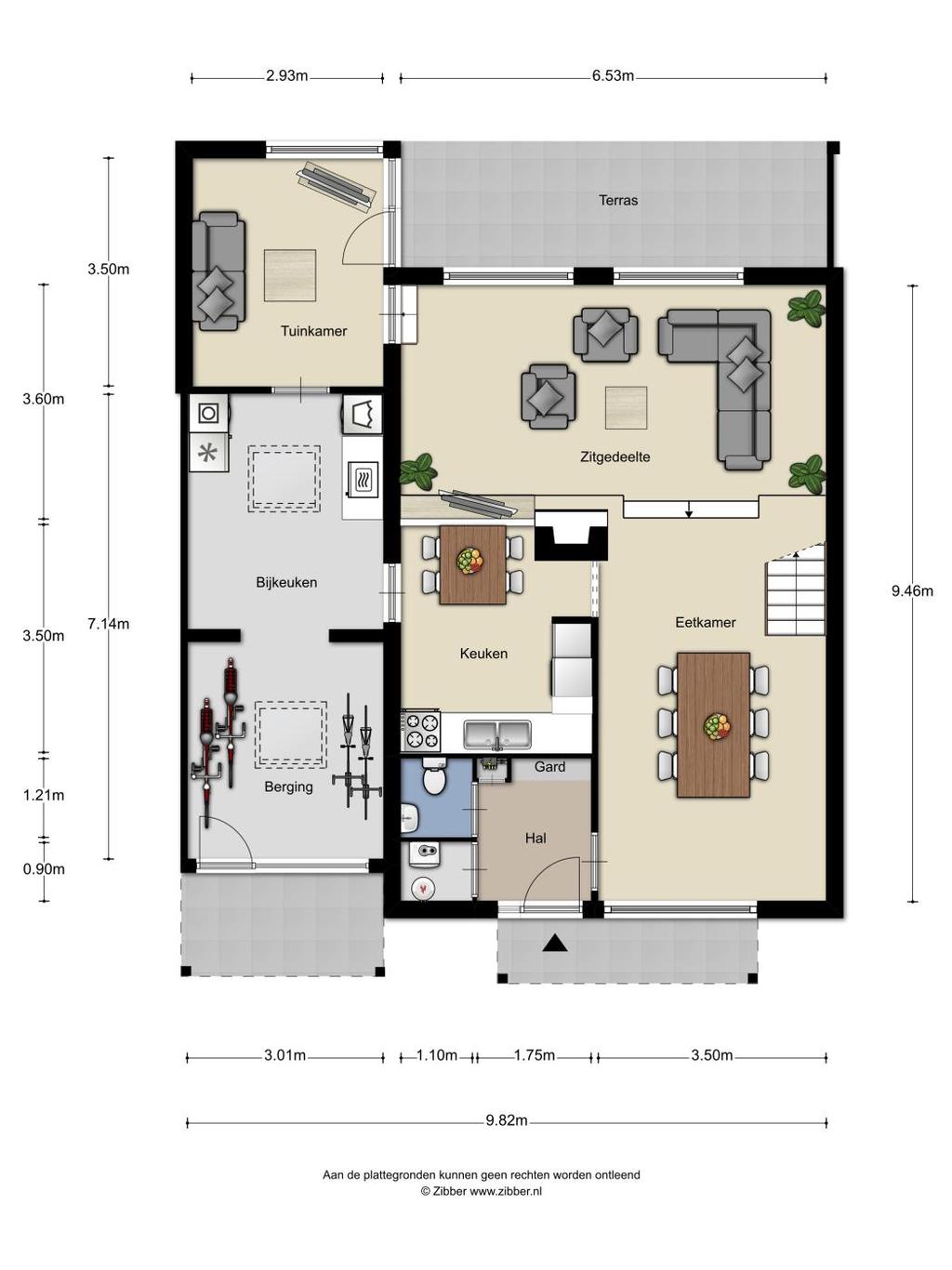 Plattegrond begane grond Aan deze