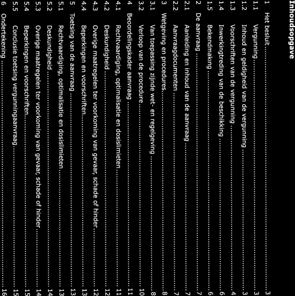 NL! 1904/X ANVS-20 19/5798 Inhoudsopgave 1 Het besluit 3 1.1 Vergunning 3 1.2 Inhoud en geldigheid van de vergunning 3 1.3 Voorschriften van de vergunning 4 1.