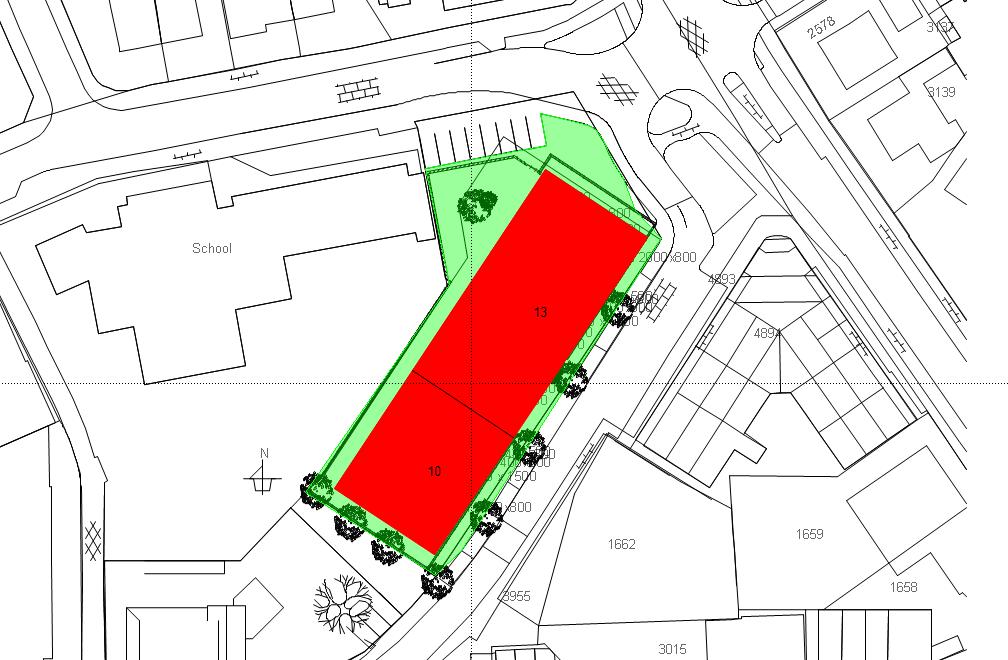 Figuur 2. Ligging van gebouw In de onderstaande tabel worden vloerhoogten en waarneemhoogten van het woonzorgcentrum in het plangebied weergegeven.