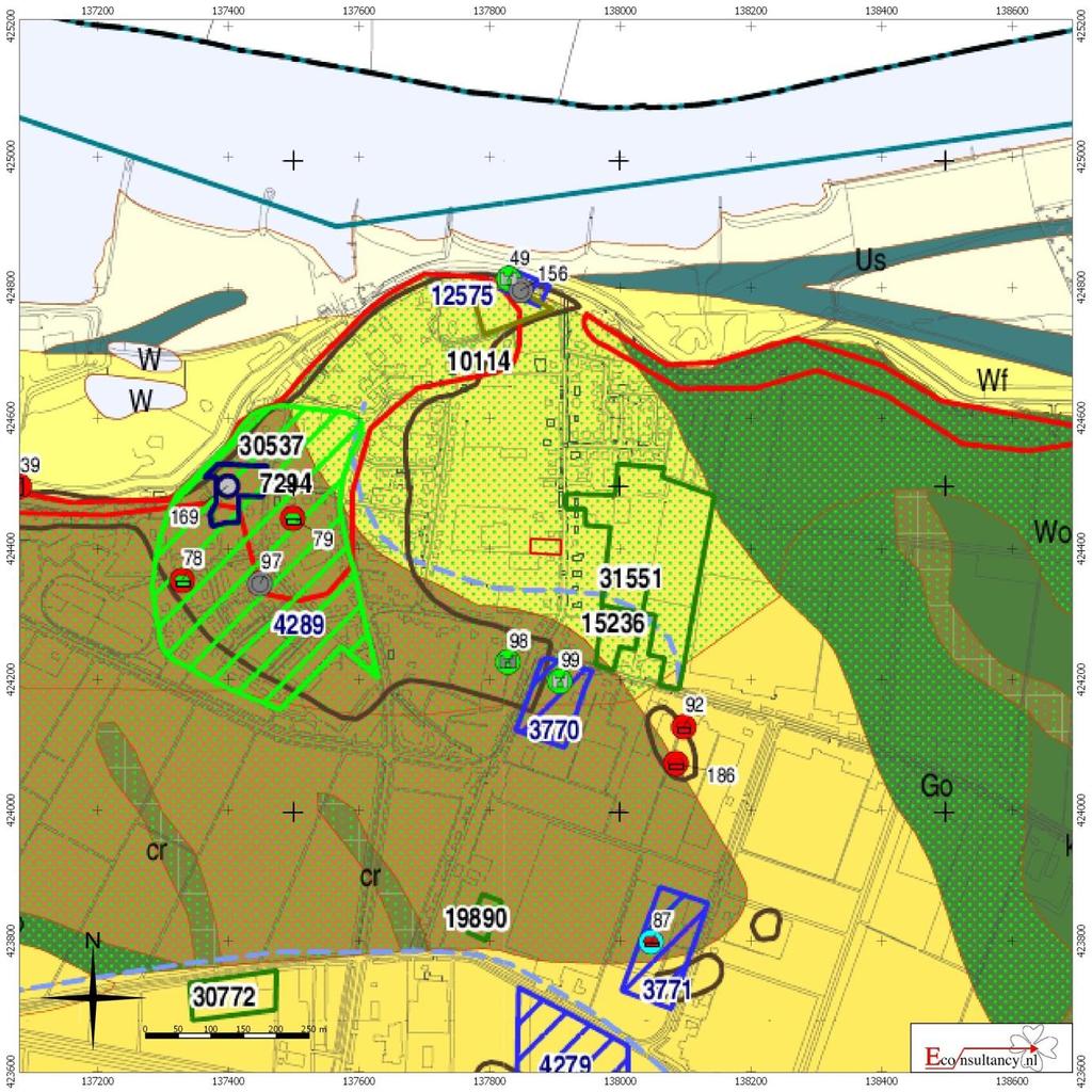 Figuur 13. Situering van het plangebied binnen de archeologische vindplaatsen- en verwachtingskaart gemeente Zaltbommel Zuilichem (gemeente Zaltbommel) Nieuwstraat tussen nr.