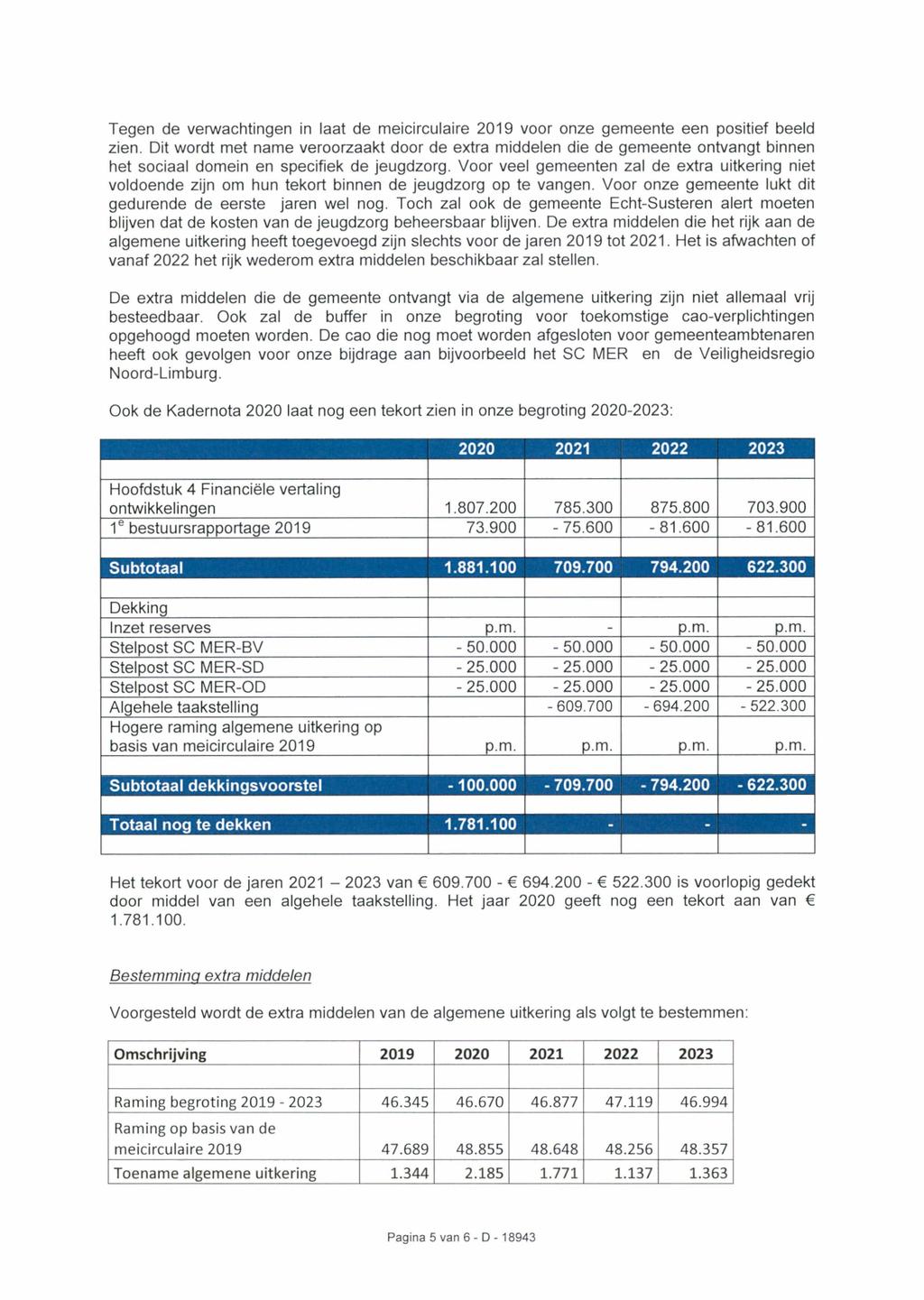 Tegen de verwachtingen in laat de meicirculaire 2019 voor onze gemeente een positief beeld zien.