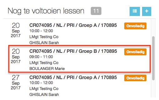 Bij het aanvaarden van de cursus kan je ook zelf een opmerking achterlaten. Iets later verschijnen de lessen in je persoonlijke L-Management kalender als nog te voltooien.