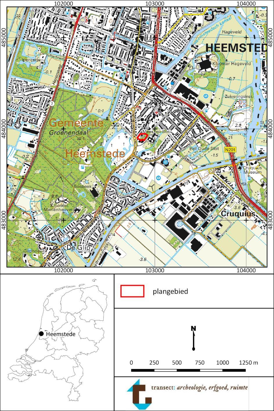 Figuur 1 Ligging van het plangebied (rood omlijnd) op de