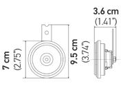 ASSORTIMENT CLAXONS SERIE S70M SIGNAALCLAXONS VOOR MOTORFIETSEN 380/480 Hz 108 db (A) 12 V 7 cm (2,75") 16 W