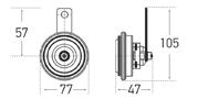 350/420 Hz HONDA Diameter Afmetingen: 7,7 cm 4,7 x 10,5 cm Met speciale stekker voor Honda 3AL 011 225-102