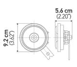 18 19 SERIE S90 CLAXONS MET AANHOUDENDE TOON 350/420 Hz 113 db (A) 12 V 9 cm (3,54") 48 W ECE Slank, mat zwart design