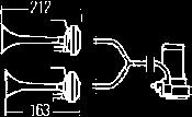240 W, 780/840 Hz - Universeel Lengte van de hoorns: 16,3 cm 21,2 cm Met compressor, drukleidingen, vorkdeel, bevestiging en relais 12 V 3PB 003 001-661 2 elektrische