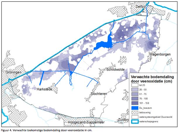 Van visie naar prak5jk gericht handelen Tussen Groningen en Delfzijl bevindt zich een aantal gebieden waar veenoxida-e problema-sch wordt.