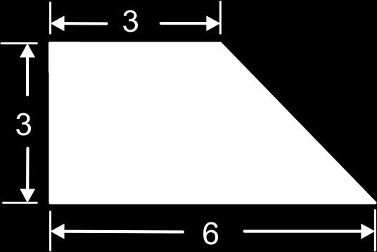 15 Het trapezium in de tekening heeft hoogte 4. De evenwijdige zijden zijn 2 en 6 lang.