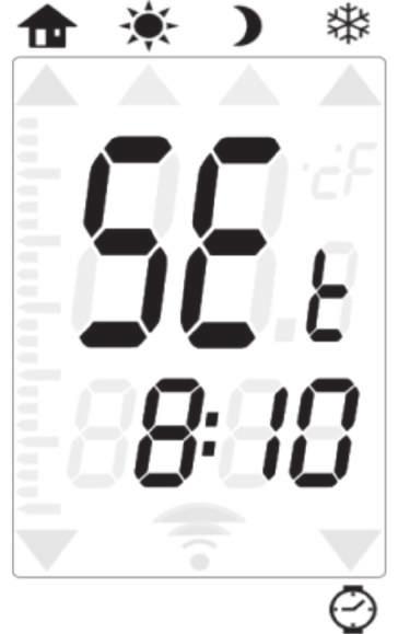 6. ANTIVRIES 8. SPECIALE FUNCTIES Het antivries programma wordt ingesteld wanneer de pijl het ijs symbool weergeeft. De antivries temperatuur, ingesteld op 7 C verschijnt op het scherm.