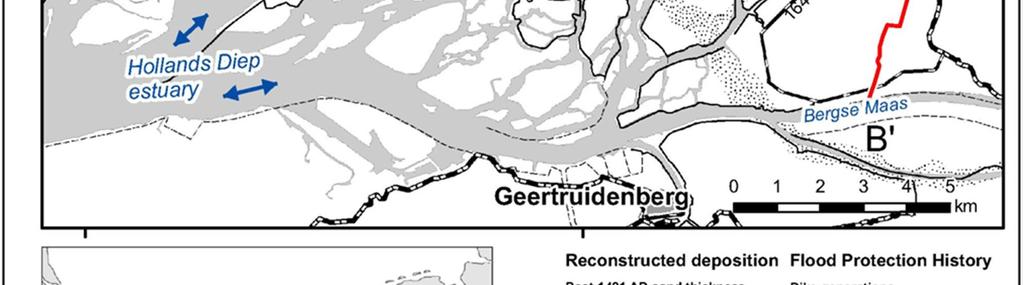 in 1421-1424 na Chr. in de Groote Waard. Bron: Kleinhans et al. (2010).