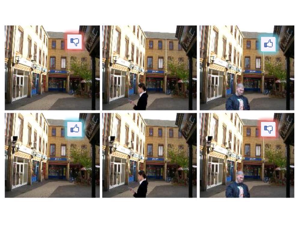 Camera s kunnen verschillend werken. In bovenstaand voorbeeld zien we dezelfde straat zes keer. De bovenste rij zonder camera, de onderste rij met camera.