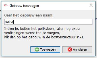 Je gebouw is nu toegevoegd in de boomstructuur in de linkse kolom. Er werd ook automatisch een gelijkvloerse verdieping aangemaakt. 5.