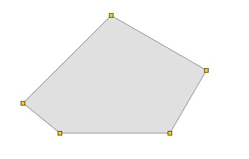 Je kan de vorm van het vlak aanpassen door de punten te verslepen (1). Je kan een extra punt toevoegen door te dubbelklikken op een lijn van de vorm (2).
