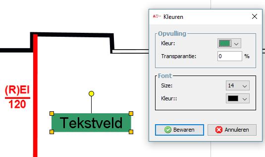 8 VRIJE TEKST 8.1 Vrije tekst plaatsen Je kan vrije tekst op het plan plaatsen door op te klikken in de werkbalk of door in de categorie Vrije figuren in de rechterkolom Losse tekst te kiezen.