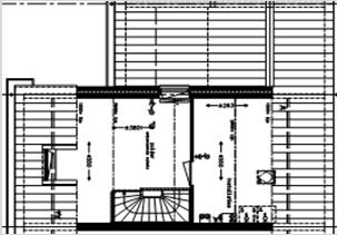 (tekening V-453a) - open zolderruimte aan de voorzijde - laundryroom met wasmachine en (condens) wasdroger aansluiting - bedrade aansluiting naar keuze in de