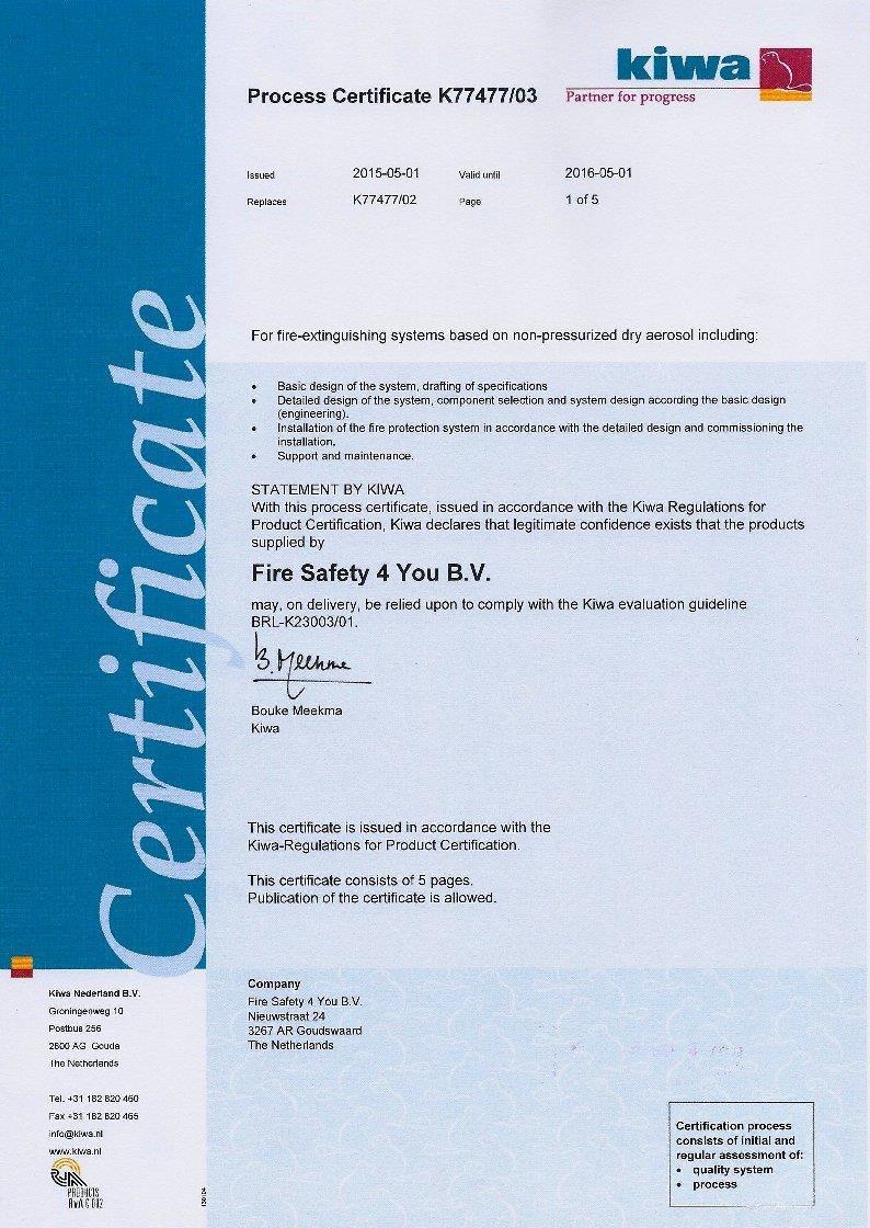 controle door certificatie- of inspectie-instelling (afgifte certificaat).