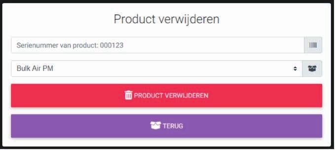 in PDF en Excel 6.2 Product verwijderen Heeft u een product en zijn gegevens niet meer nodig? Dan kunt u deze uit de cloud verwijderen door op Product verwijderen te klikken. 6.1 Product toevoegen Om een Bulk Air toe te voegen aan de cloud, klikt u op Product toevoegen.