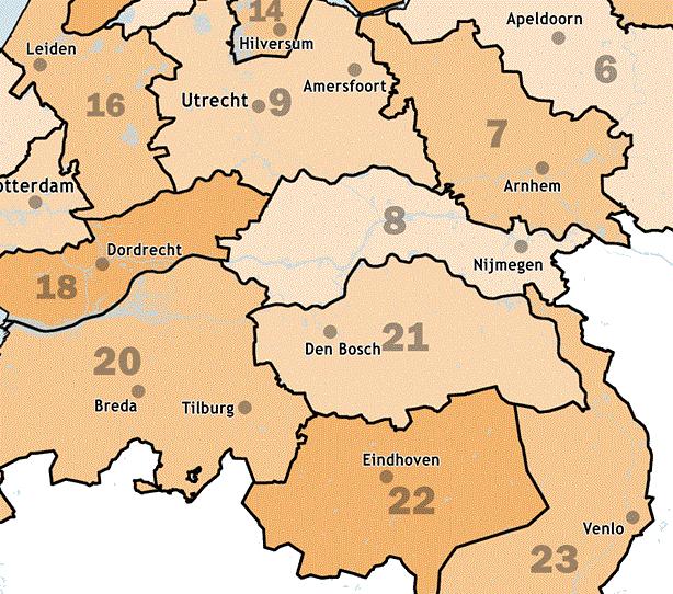 000 inwoners wonen verspreid over de volgende veertien gemeenten: Berg en Dal, Beuningen, Buren, Culemborg, Druten, Heumen, Maasdriel, Neder-Betuwe, Nijmegen, Tiel, West-Betuwe, West Maas & Waal,