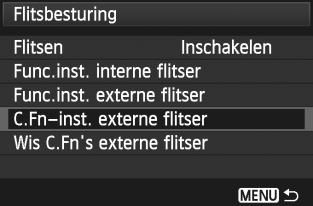 3 De flitser instellenn De persoonlije vooreuze voor de externe Speedlite instellen 1 2 Geef de persoonlije vooreuze weer.