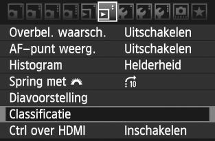 3 Classificaties instellen Met het menu [4 Classificatie] unt u een van vijf classificaties toewijzen (l, m, n, o, p) aan opnamen en films. 1 Selecteer [Classificatie].